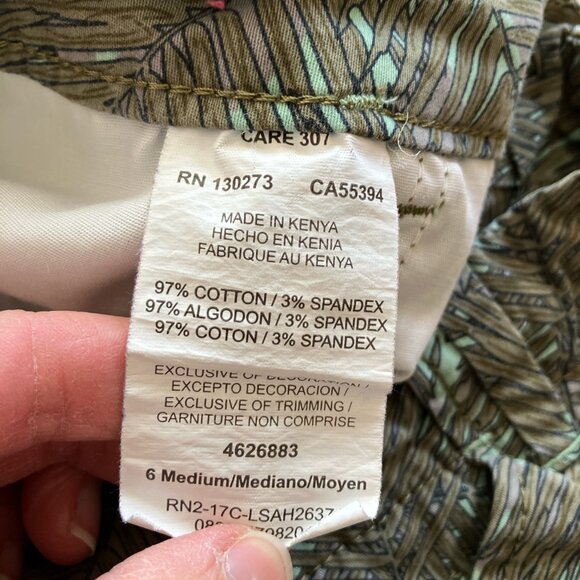 Lee Midrise fit chino preppy‎ tropical palm print short size 6 medium - Picture 4 of 6